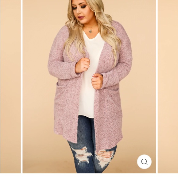 Fuzzy Open Cardigan with Pockets - Picture 1 of 5